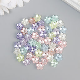 Цена за 2 шт. Бусины для творчества пластик "Цветочки"цветной перламутр набор 50 шт 1х1х0,3 см