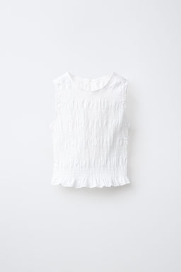PACK CAMISA Y TOP FRUNCIDO RAYAS Y APLIQUE ABALORIOS / Blanco - Zara фото 4