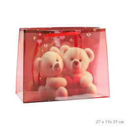 Цена за 10 шт. Пакет подарочный 27х21х11 см Мишки / PP-3 /уп 10/1000/прозрачный