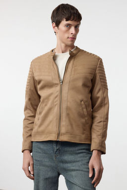 TRENDYOL MAN Camel Slim Fit Suet K?sl?k Biker Ruzgara ve Suya Dayan?kl? Mont Ceket TMNAW25MO00048 - Trendyolmilla фото 2