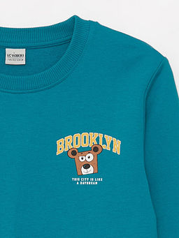 Bisiklet Yaka Bask?l? Uzun Kollu Erkek ?ocuk Sweatshirt - Waikiki фото 2