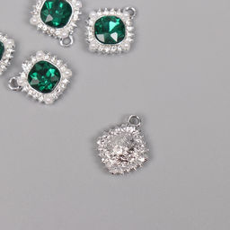 Цена за 5 шт. Декор для творчества металл, стразы «Медальон», серебро, 1.8×1.6×0.5 см