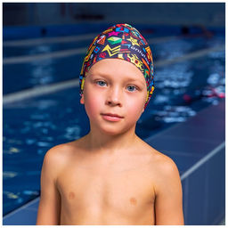 Цена за 2 шт. Шапочка для плавания детская ONLYTOP Fusion, тканевая, обхват 46-50 см