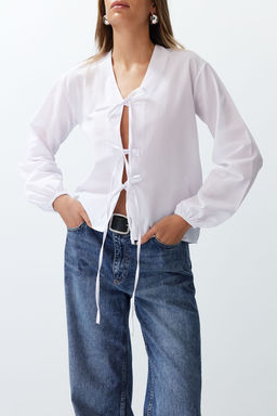 Beyaz Onden Baglamal? Dokuma Gomlek TEDSS24GO00001
