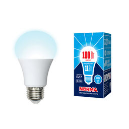 LED-A60-11W/NW/E27/FR/NR Лампа светодиодная. Форма "A", матовая. Серия Norma. Белый свет (4000K). Картон. ТМ Volpe