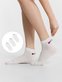 Цена за 5 пар! Носки женские спортивные укороченные белые в наборе, 3 пары