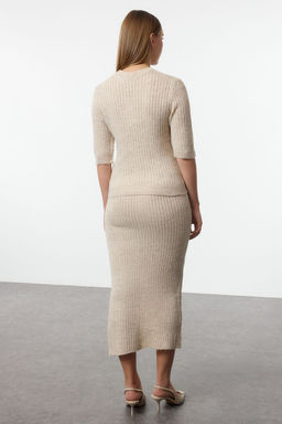 Ekru Yumusak Dokulu Triko Alt-Ust Tak?m TWOAW25AU00046 - Trendyolmilla фото 5