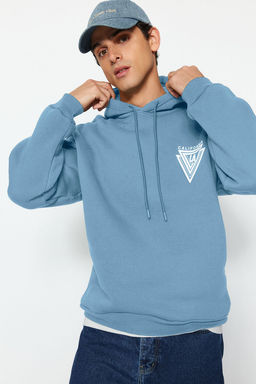 TRENDYOL MAN Turuncu %100 Pamuk Kapusonlu / Genis Kesim Kolej Bask?l? Ici Polarl? Sweatshirt TMNAW24SW00063 - Trendyolmilla фото 30