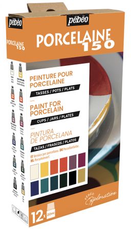 PEBEO Набор красок Porcelaine 150 Исследование по фарфору и керамике под обжиг 12 цв. х 20 мл