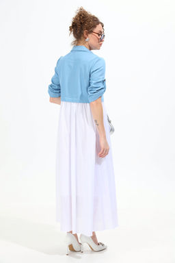 Платье NIKVA н967-1 молоко+голубой  фото 8