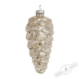 Шишка серебристая винтаж (стекло) 6х6х12,5 см