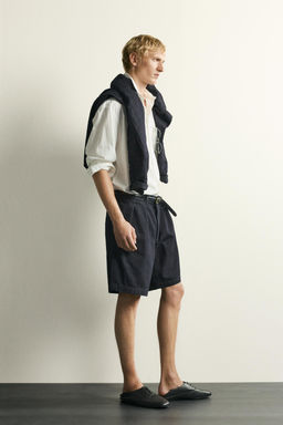 BERMUDA CHINO DENIM RELAXED FIT PLIEGUES / ?ndigo - Zara фото 4