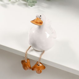 Сувенир керамика "Белый утёнок с висячими лапками" 8,6х11,1х12,1 см