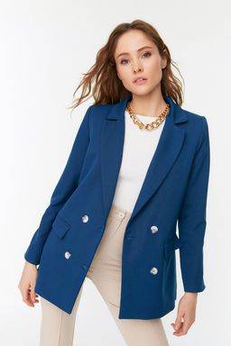 TRENDYOLMILLA Antrasit Regular Astarl? Dugme Detayl? Dokuma Blazer Ceket TWOAW21CE0264 фото 26