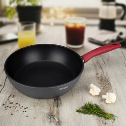 Сковорода с антипригарным покрытием д26см Грейси, h7,5см, s2,8мм, дно д16,8см, s4,9мм, глубокая, кованный алюминий, бакелитовая ручка c покрытием soft touch, TalleR (Китай) Подходит для всех видов плит, включая индукционную. - Домашняя мода фото 9