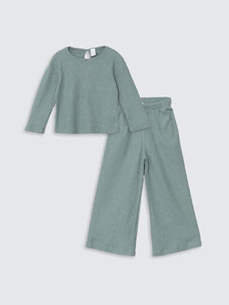 Bisiklet Yaka Basic K?z Bebek Ti??rt ve Pantolon 2li Tak?m