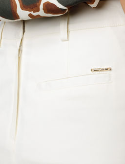 Юбка-миди Vilatte из хлопка с разрезом белая  фото 3