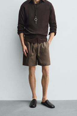 BERMUDA RELAXED FIT 100% LINO / Marr?n / Topo - Zara фото 2
