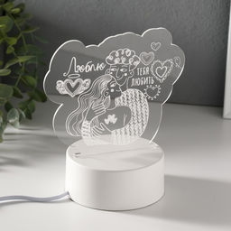 Светильник 3D RISALUX «Люблю тебя любить», LED-ночник, RGB, от сети