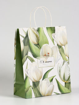 Цена за 2 шт. Пакет подарочный крафт, «С 8 Марта» 25×12×32 см