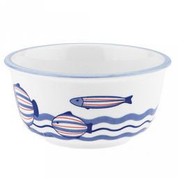 "Синий полосатик" Салатник фарфоровый 800мл, д15,5см, h7,4см, отводка, белый (Китай)