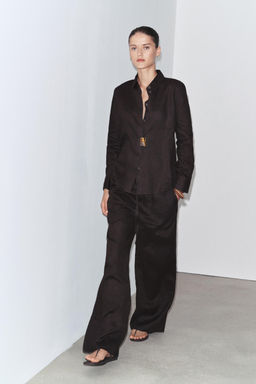ZW COLLECTION 100% LINEN PALAZZO TROUSERS - Zara фото 33