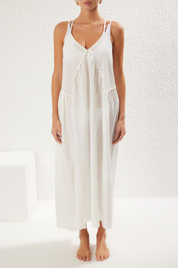 Ekru Dokuma Aksesuar Detayl? Maxi Plaj Elbise TBESS25EL00060 - Trendyolmilla фото 4