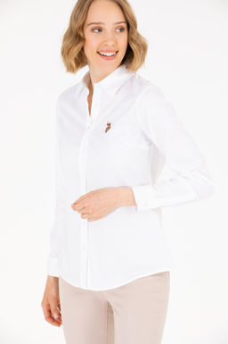 U. S. Polo Assn Женская белая базовая рубашка с длинным рукавом