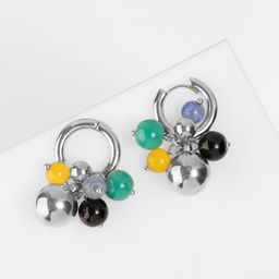 Серьги со съёмным элементом Трансформер горсть, цветные в серебре