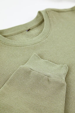 Haki Oversize/Geni_ Kesim Bisiklet Yaka _ardonsuz Sweatshirt TMNAW25SW00194 - Trendyolmilla фото 2
