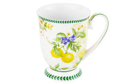 Кружка 300 мл 11*8*11 см "Лимоны" на ножке, NEW BONE CHINA