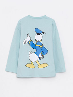 Bisiklet Yaka Uzun Kollu Donald Duck Bask?l? Erkek Bebek Ti??rt