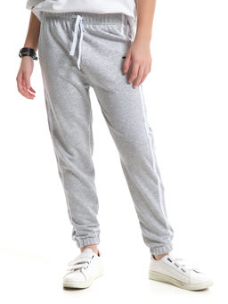 Брюки для девочки с лампасами UD 8075 серый меланж