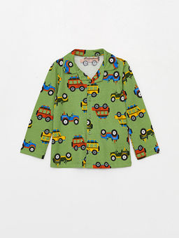 Polo Yaka Uzun Kollu Bask?l? Erkek Bebek Pijama Tak?m