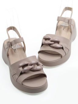 08-XL693-3 GRAY/BEIGE Босоножки женские (натуральная кожа)