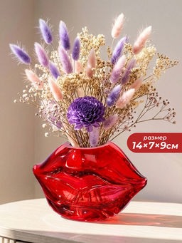 Ваза "Губы" красный, стекло Elan Gallery