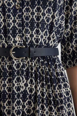 Платье миди с воротником-рубашкой и узором до половины рукава - Defacto фото 6