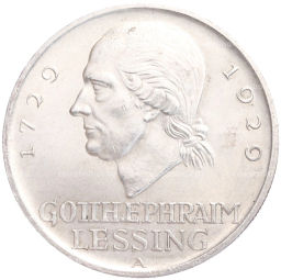 Монета 5 рейхсмарок 1929 года A Германия 200 лет со дня рождения Готхольда Лессинга