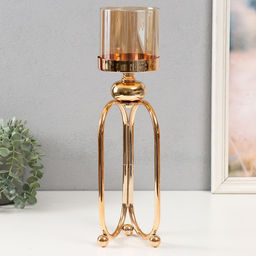 Подсвечник металл «Тициния», золото, d=4.5 см, 11×11×40 см