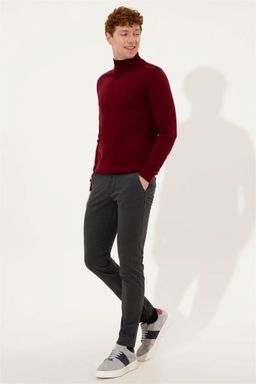 U. S. Polo Assn Мужской базовый трикотажный свитер бордового цвета с водолазкой - U.s. polo assn фото 4