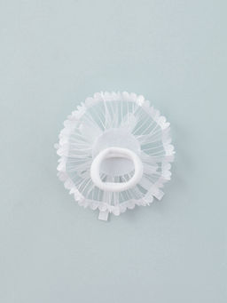 Цена за 6 шт. Бант для волос на резинке «Школьница», лучики серединка блеск, d=7 см, белый