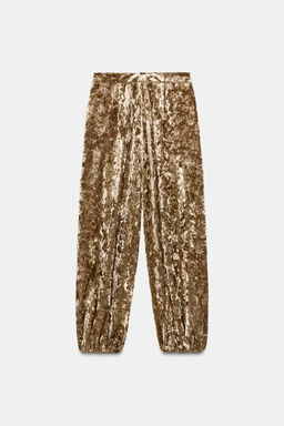 METALLIC THREAD VELVET TROUSERS - Zara фото 3