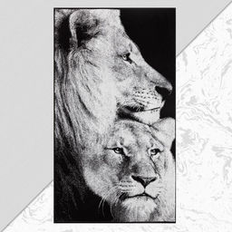 Полотенце махровое Этель «Львы» 70×130 см, 100% хлопок, 420 г/м², чёрно-белое