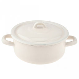 "Жемчужная" Кастрюля эмалированная 1,45л, форма цилиндрическая, металлическая крышка, без деколи (Россия)