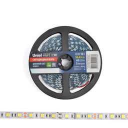 ULS-M25-5050-60LED/m-10mm-IP20-DC12V-14,4W/m-5M-6500K PROFI Гибкая светодиодная лента на самоклеящейся основе. Катушка 5м. в герметичной упаковке. Дневной свет (6500K). ТМ Uniel.