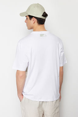 Siyah Oversize/Genis Kesim Yaz? Bask?l? Renk Bloklu %100 Pamuklu K?sa Kol T-Shirt TMNSS24TS00129 - Trendyolmilla фото 14
