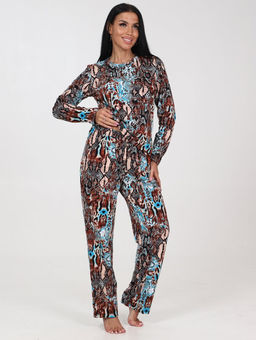 52 ЖЕНСКАЯ ПИЖАМА (брюки) (Коричневый (змея)) - А-дина фото 2