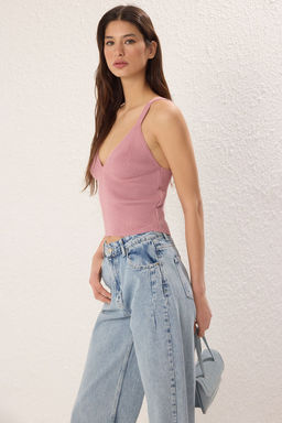 Gul Kurusu Crop Ask?l? Ince Bluz TWOSS25BZ00309