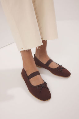 Trendyolmilla Shoes Kahverengi Fiyonklu Badem Burun Mary Jane Kad?n Babet TAKSS25BE00038  фото 7
