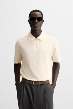 TEXTURED WEAVE POLO SHIRT WITH ZIP - Zara фото 27